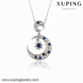 00117 Fashion Rhodium CZ Moon Star Design Bijoux Pendentif Collier